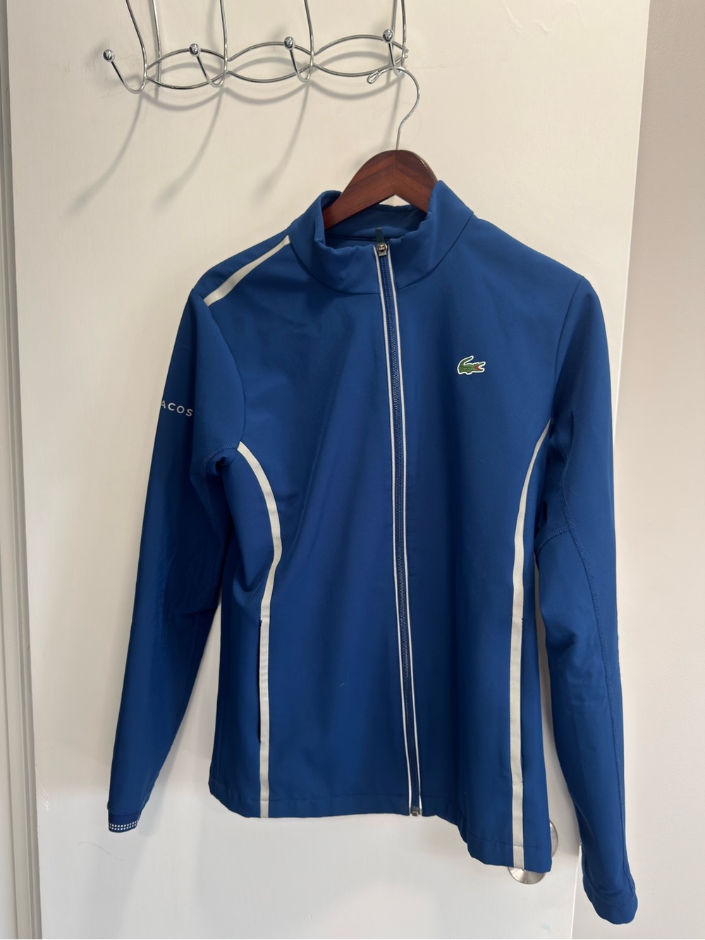 NWOT Lacoste Blue Full-Zip Utility Jacket with White Piping